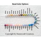 Bead color options chart for the personalized classic pacifier clip with every round bead color named